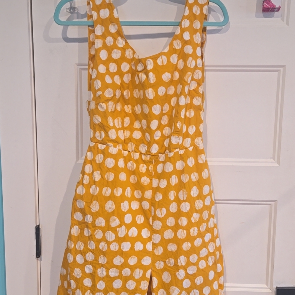 Busayo Collective Designer tie back crop length wide leg jumpsuit polka Dot EUC